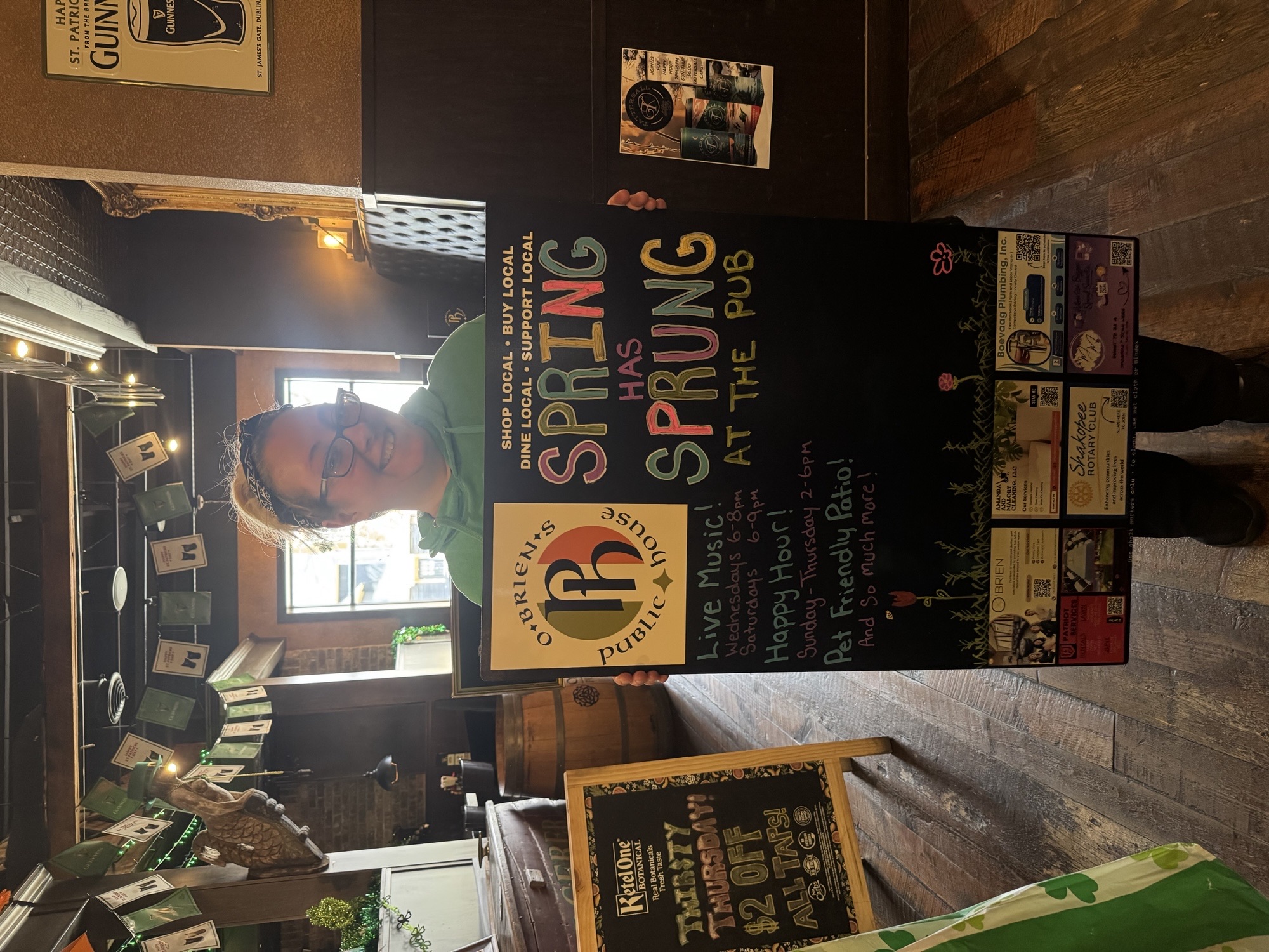 Megan's Daily Dish Board in a local restaurant